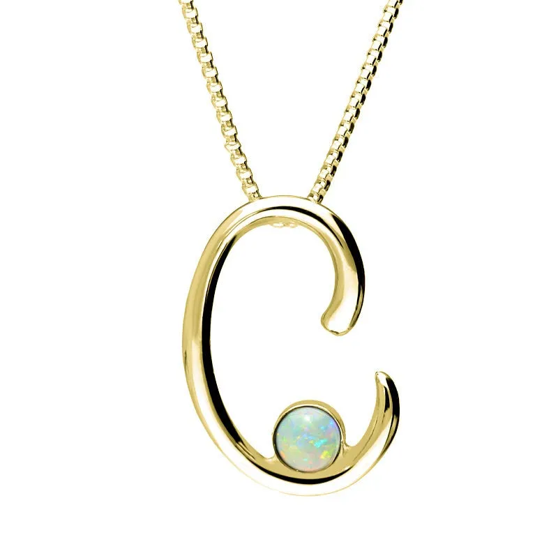 18ct Yellow Gold Opal Love Letters Initial C Necklace