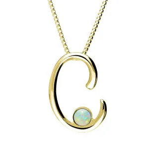 18ct Yellow Gold Opal Love Letters Initial C Necklace