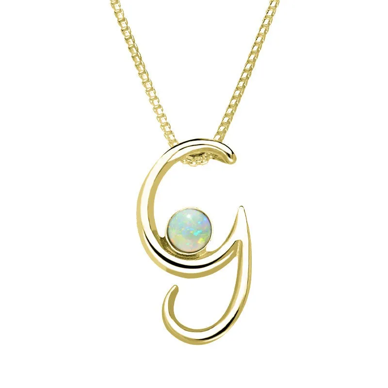 18ct Yellow Gold Opal Love Letters Initial G Necklace