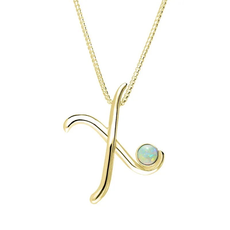 18ct Yellow Gold Opal Love Letters Initial X Necklace