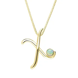 18ct Yellow Gold Opal Love Letters Initial X Necklace