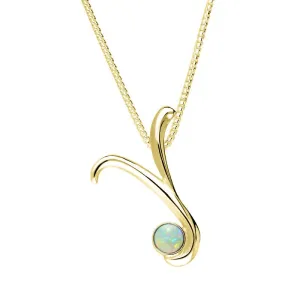 18ct Yellow Gold Opal Love Letters Initial Y Necklace