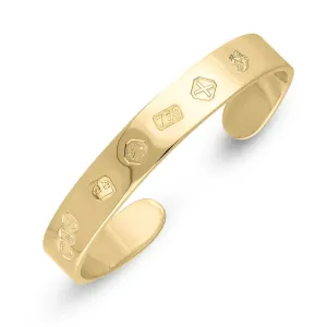 18ct Yellow Gold Queen's Jubilee Hallmark Cuff Bangle D