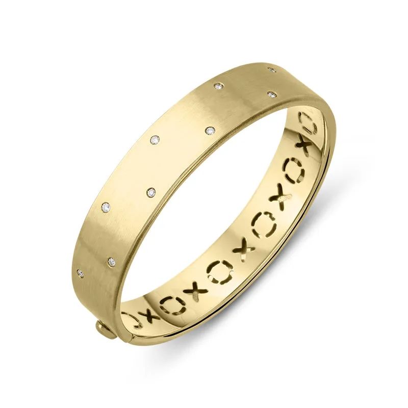 18ct Yellow Gold Satin Finish Hinged Bangle