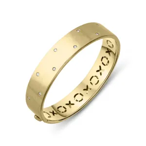 18ct Yellow Gold Satin Finish Hinged Bangle