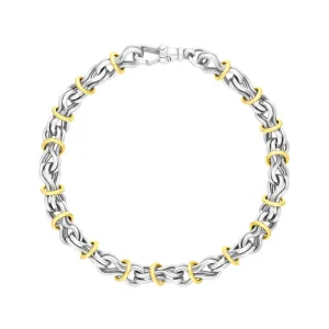 18ct Yellow Gold Sterling Silver Multi Link Handmade Bracelet D