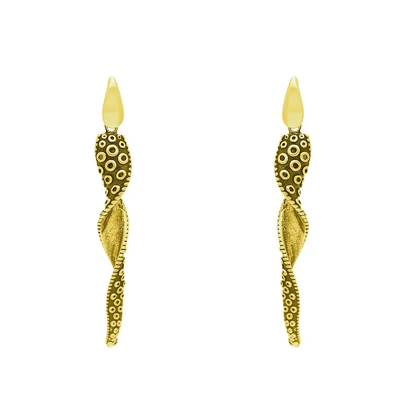 18ct Yellow Gold Tentacle Twist Drop Earrings