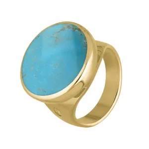 18ct Yellow Gold Turquoise Hallmark Small Round Ring