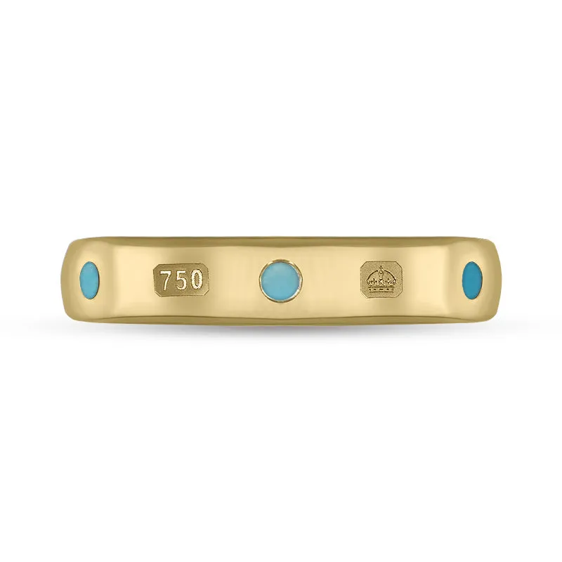 18ct Yellow Gold Turquoise King's Coronation Hallmark 4mm Ring D
