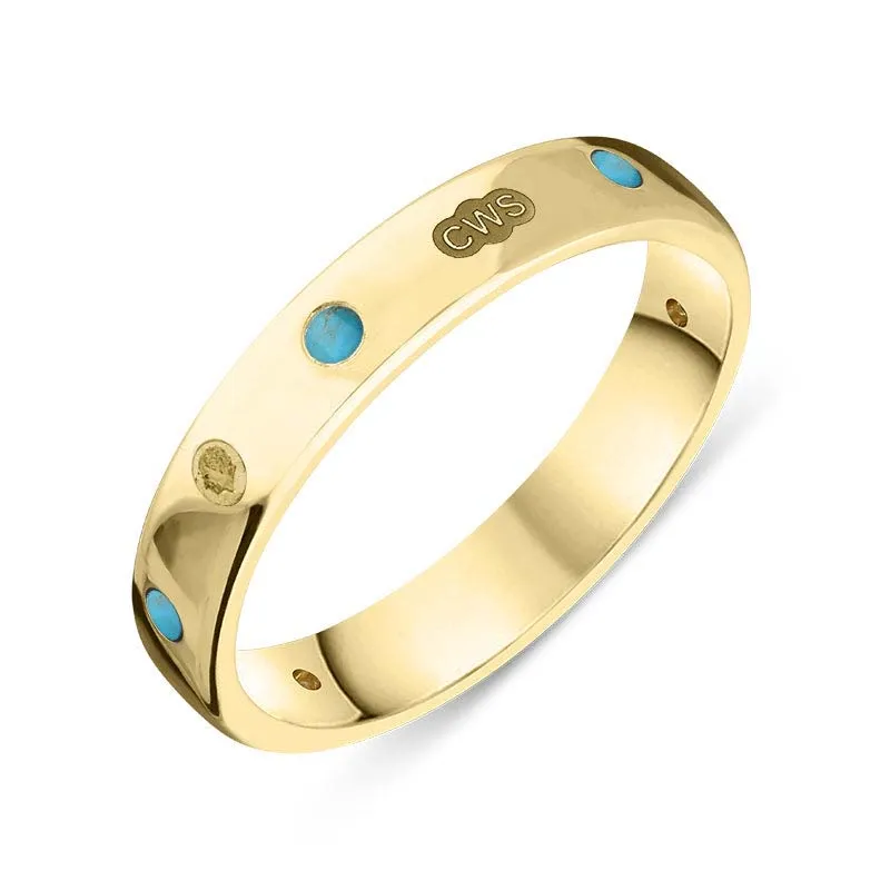 18ct Yellow Gold Turquoise King's Coronation Hallmark 4mm Ring D