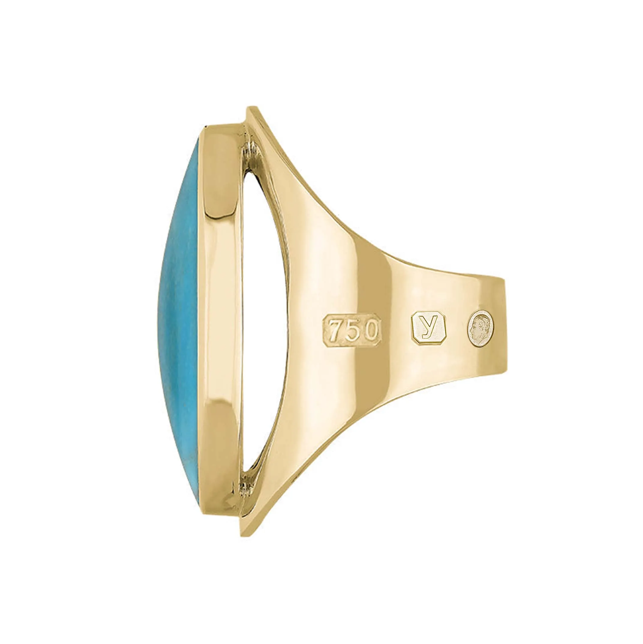 18ct Yellow Gold Turquoise King's Coronation Hallmark Large Oval Ring D