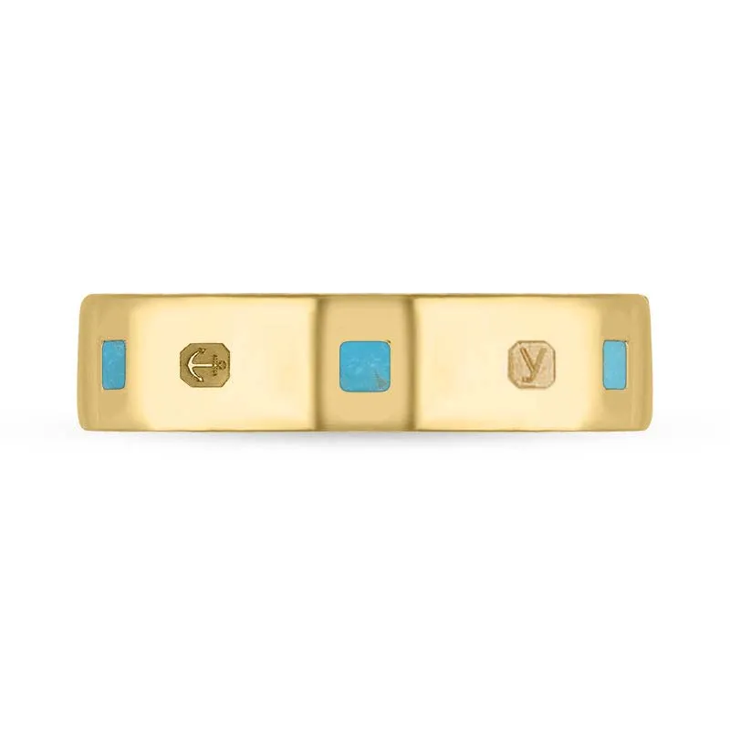 18ct Yellow Gold Turquoise King's Coronation Hallmark Princess Cut 5mm Ring D