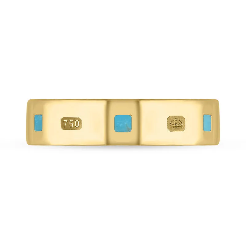 18ct Yellow Gold Turquoise King's Coronation Hallmark Princess Cut 5mm Ring D
