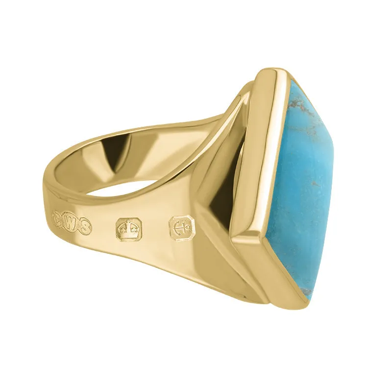 18ct Yellow Gold Turquoise King's Coronation Hallmark Small Rhombus Ring D