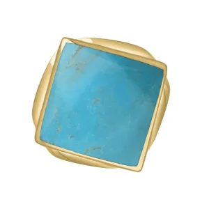 18ct Yellow Gold Turquoise King's Coronation Hallmark Small Rhombus Ring D