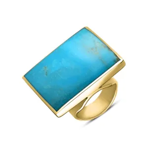 18ct Yellow Gold Turquoise Large Square Ring