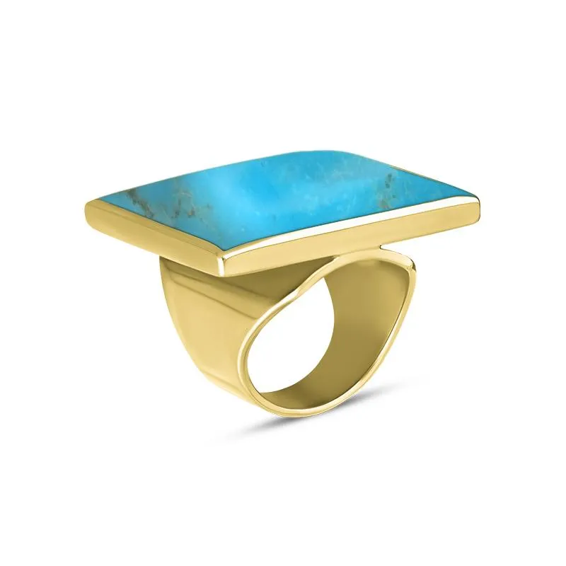 18ct Yellow Gold Turquoise Large Square Ring
