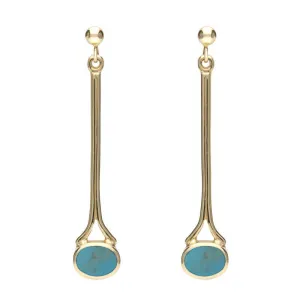 18ct Yellow Gold Turquoise Long Drop Earrings