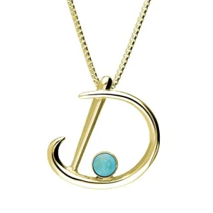 18ct Yellow Gold Turquoise Love Letters Initial D Necklace