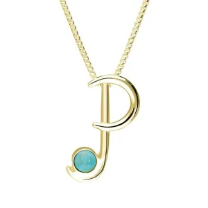 18ct Yellow Gold Turquoise Love Letters Initial P Necklace