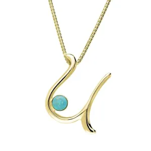 18ct Yellow Gold Turquoise Love Letters Initial U Necklace