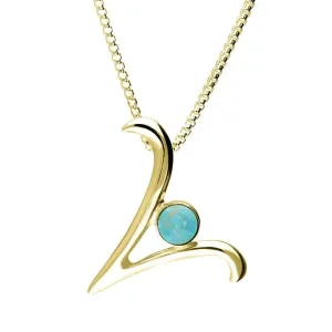 18ct Yellow Gold Turquoise Love Letters Initial V Necklace