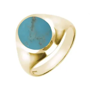 18ct Yellow Gold Turquoise Medium Oval Signet Ring