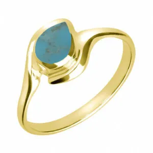 18ct Yellow Gold Turquoise Offset Pear Ring