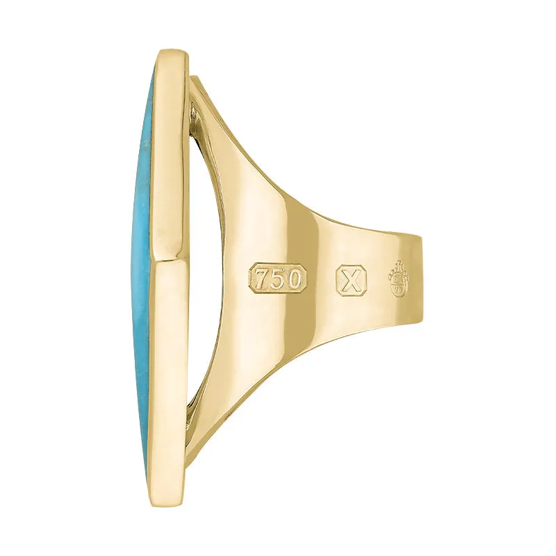 18ct Yellow Gold Turquoise Queen's Jubilee Hallmark Large Rhombus Ring D