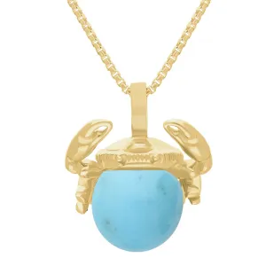 18ct Yellow Gold Turquoise Zodiac Cancer 8mm Bead Pendant