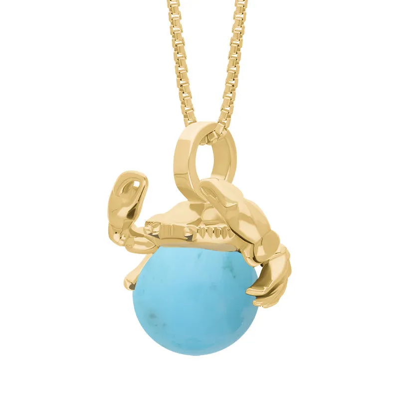 18ct Yellow Gold Turquoise Zodiac Cancer 8mm Bead Pendant