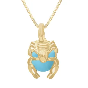18ct Yellow Gold Turquoise Zodiac Scorpio 9mm Bead Pendant