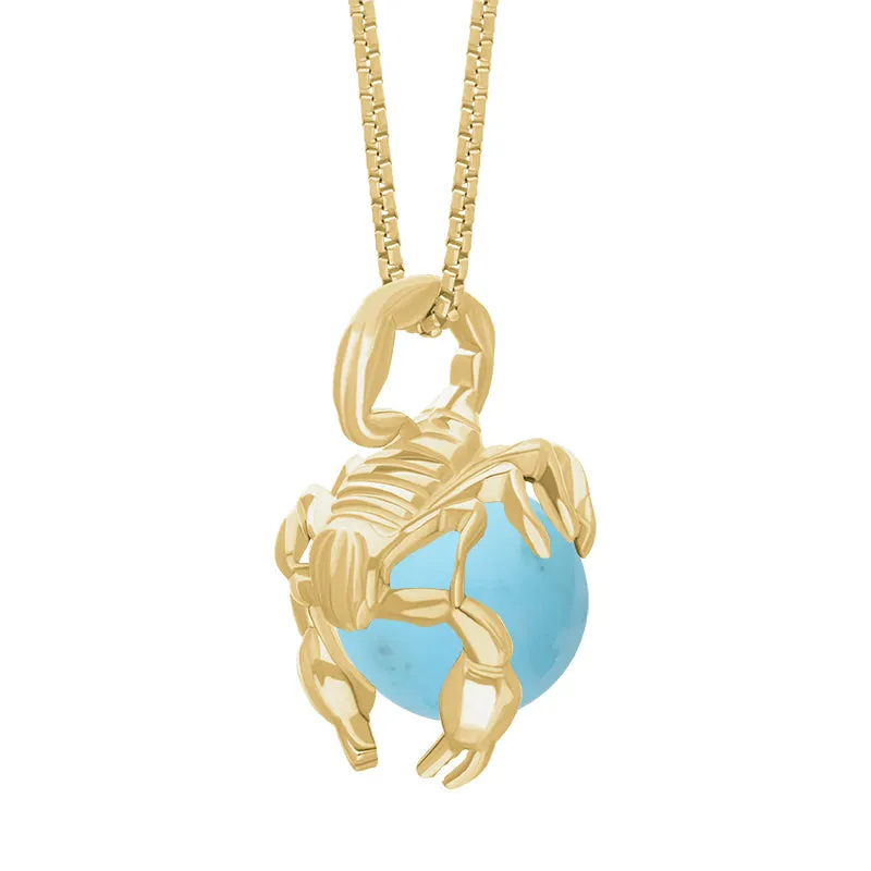 18ct Yellow Gold Turquoise Zodiac Scorpio 9mm Bead Pendant