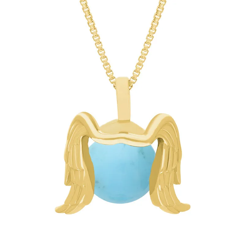 18ct Yellow Gold Turquoise Zodiac Virgo 10mm Bead Pendant