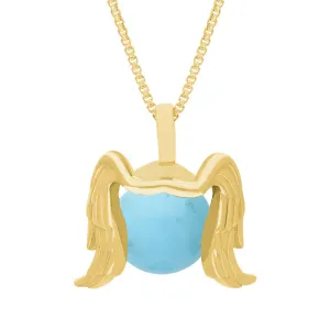 18ct Yellow Gold Turquoise Zodiac Virgo 10mm Bead Pendant