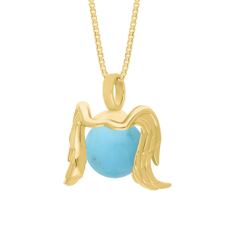 18ct Yellow Gold Turquoise Zodiac Virgo 10mm Bead Pendant