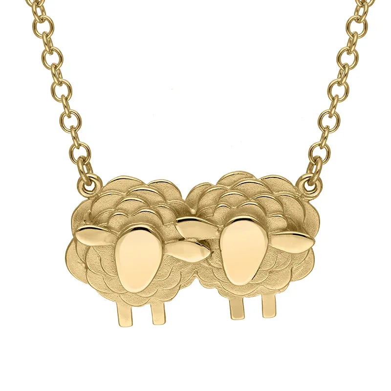 18ct Yellow Gold Two Large Sheep Necklace