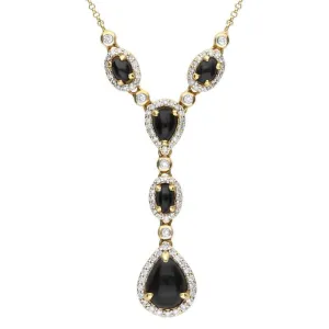 18ct Yellow Gold Whitby Jet 0.59ct Diamond Necklace