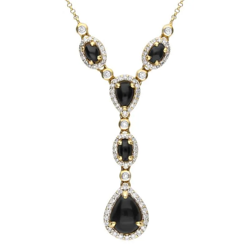 18ct Yellow Gold Whitby Jet 0.59ct Diamond Necklace