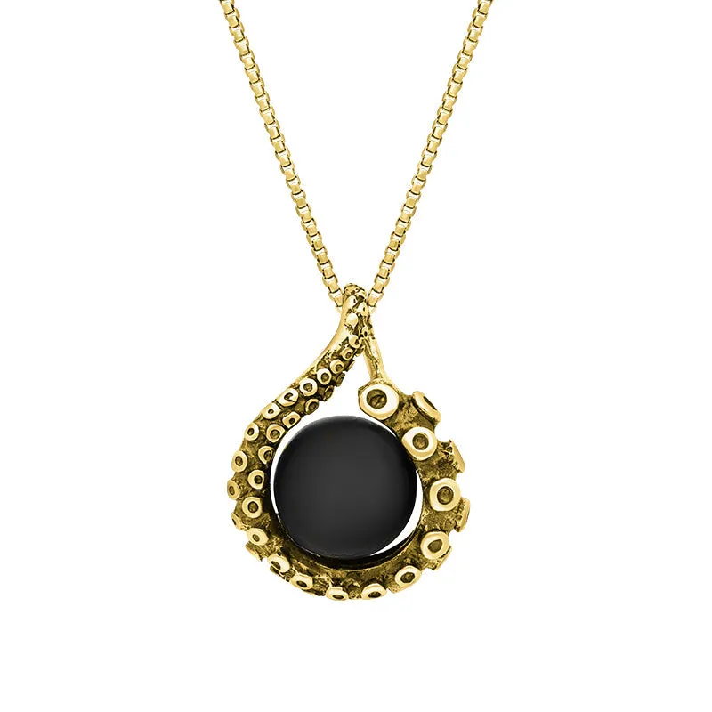 18ct Yellow Gold Whitby Jet Bead Tentacle Necklace