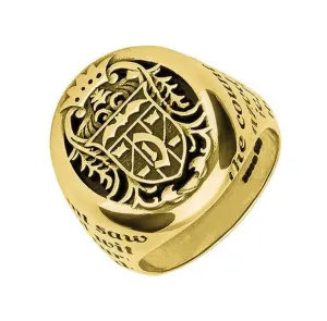 18ct Yellow Gold Whitby Jet Dracula Crest Replica Signet Ring