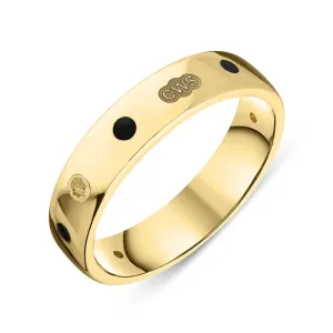 18ct Yellow Gold Whitby Jet King's Coronation Hallmark 5mm Ring D