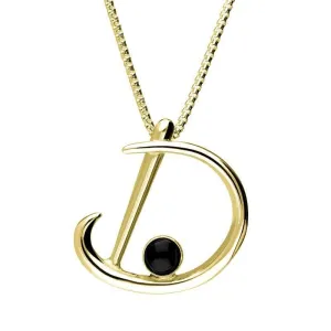 18ct Yellow Gold Whitby Jet Love Letters Initial D Necklace