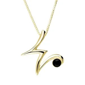 18ct Yellow Gold Whitby Jet Love Letters Initial W Necklace