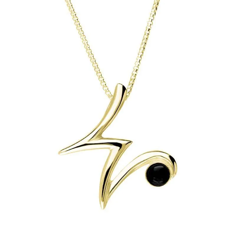 18ct Yellow Gold Whitby Jet Love Letters Initial W Necklace