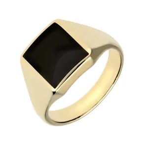 18ct Yellow Gold Whitby Jet Oblong Signet Ring