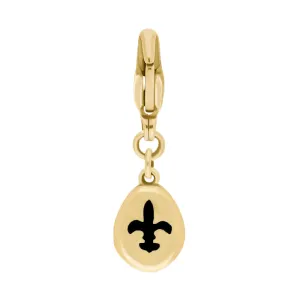 18ct Yellow Gold Whitby Jet Pear Shaped Fleur De Lis Clip Charm