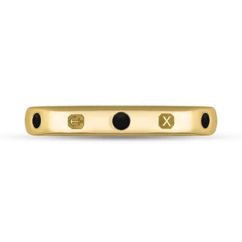 18ct Yellow Gold Whitby Jet Queen's Jubilee Hallmark 3mm Ring D