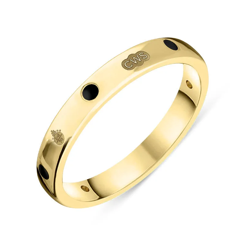 18ct Yellow Gold Whitby Jet Queen's Jubilee Hallmark 3mm Ring D