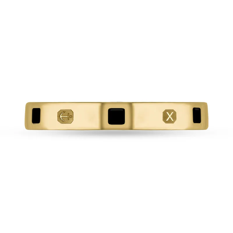 18ct Yellow Gold Whitby Jet Queen's Jubilee Hallmark Princess Cut 3mm Ring D